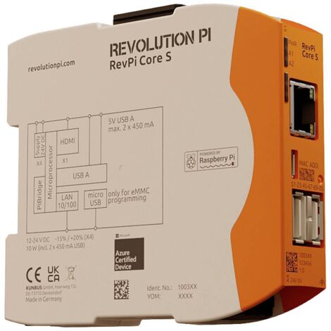Revolution Pi by Kunbus RevPi Core S 32 GB PR100361 Modulo di controllo PLC 24 V/DC
