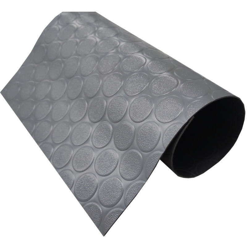 Sol pvc 100% Caoutchouc Sol Protection Design Boutons Gris Epaisseur 1MM 140X500CM