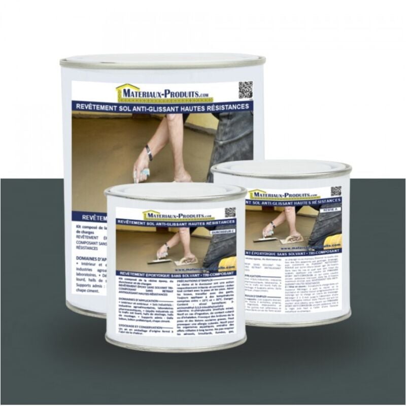 Revêtement sol anti-glissant hautes résistances - 10 Kg Gris anthracite Matpro