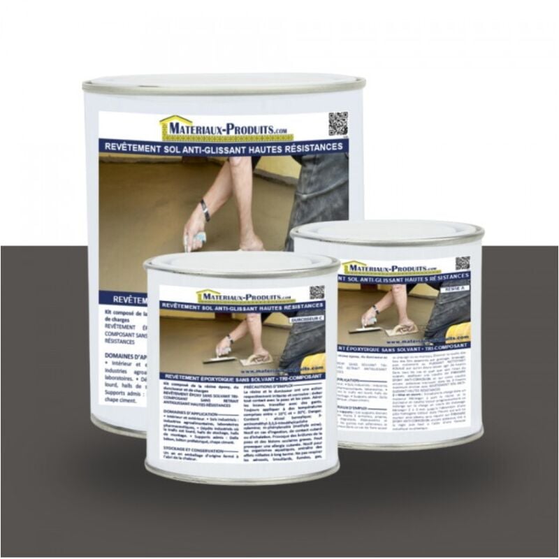 Revêtement sol anti-glissant hautes résistances - 2.5 Kg Gris basalte - MATPRO