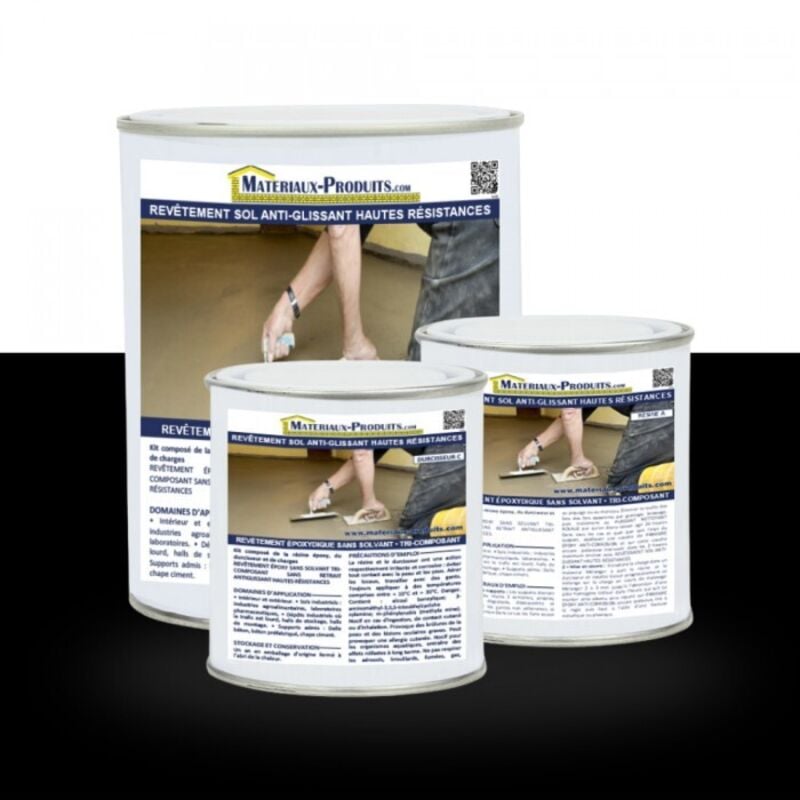 Revêtement sol anti-glissant hautes résistances - 2.5 Kg Noir - MATPRO