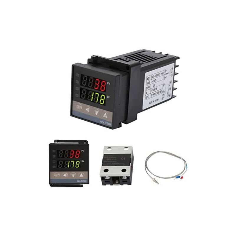 REX-C100 pid Contrôleur de Température, Thermostat Numérique Kit AC110V-240V, 0℃1300℃, Régulateur de Température Numérique led Digital avec Alarme
