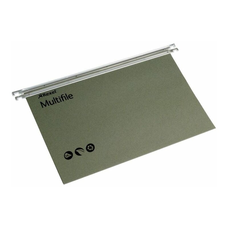 Multifile A4 Suspension File Manilla 15mm v Base Green (Pack 50) 786 - Green - Rexel