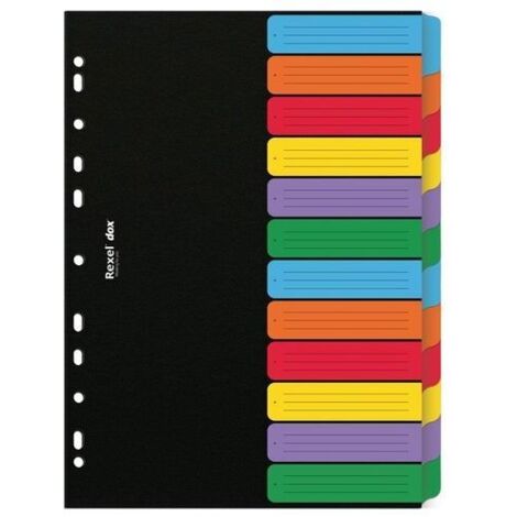 Rexel D26612 intercalare Cartella a soffietto espandibile Nero, Multicolore