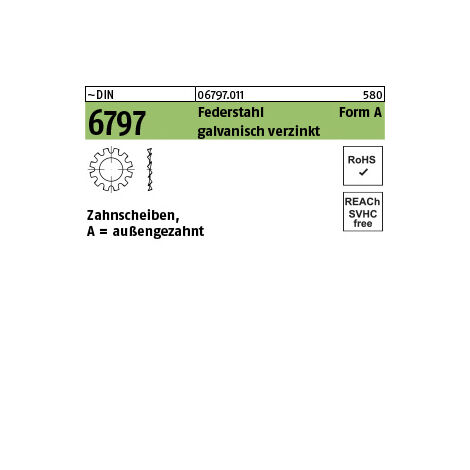 Reyher DIN 6797 Federstahl A 4,3 galv. verzinkt gal Zn (500)