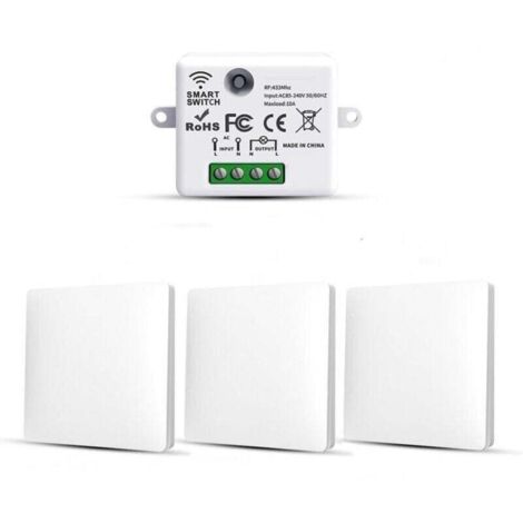 RF433 3er-Pack drahtlose Lichtschalter mit Sender und Empfänger, 10 A, 240 V
