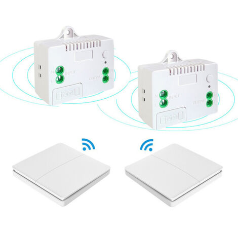 RF433 Interrupteur sans Fil, sans Pile, télécommande Murale Va et vient, Interrupteur Mural Auto alimenté, sans câblage, émetteur pour Panneau Mural, intérieur extérieur étanche-2&2