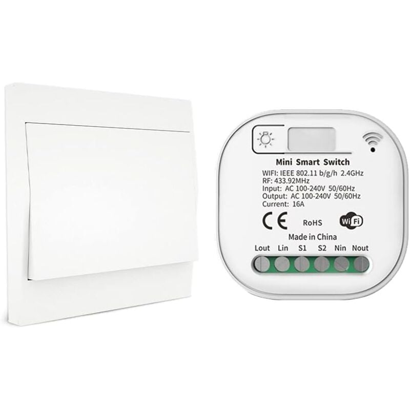 Interruptor de luz con control remoto inalámbrico RF433 y WiFi, no requiere batería, cableado ni concentrador, compatible con la aplicación Alexa