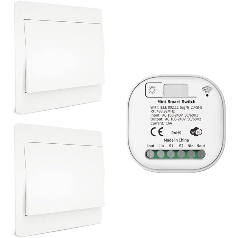 Aiperq - Interruptor de luz con control remoto inalámbrico RF433 y WiFi, kit de 2 interruptores y 1 receptor