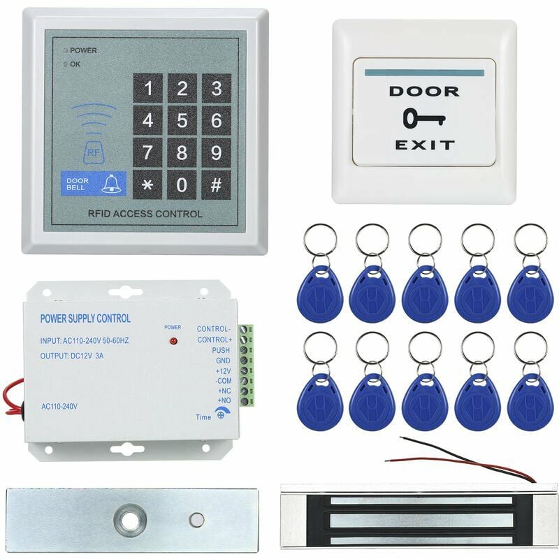 Rfid Access Control System Kit, Glass Door Opener, Electronic Magnetic Lock, id Card, Power Supply