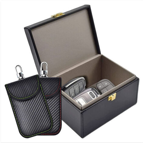 RFID-Blockierbox mit 2 Faraday-Taschen – Schutz für Autoschlüssel – Nano-Abschirmmaterial – Abmessungen: 14 x 11 x 7,5 cm