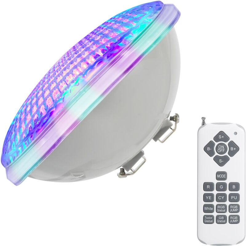 Rgb 18W Lampe de Piscine Lumière led PAR56 12V dc/ac, contrôle par télécommande, Etanche IP68 Éclairage sous-marin [Classe énergétique a++]