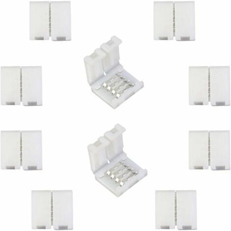 RGB 5050 Connecteur de Ruban LED Connecteur Rapides de Bande LED à 4 Broches pour Strip LED SMD 5050 RGB imperméable et Non-imperméable de 10mm de Large, Soudage Gratuit (10pcs) [Classe énergé