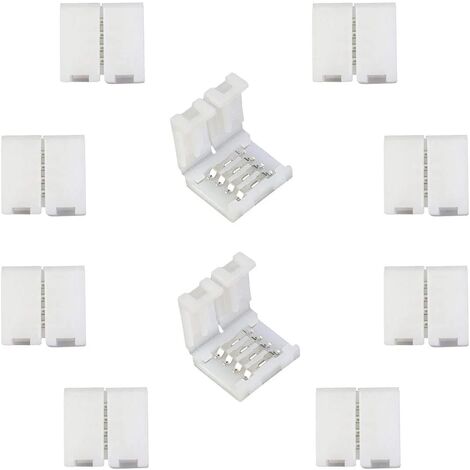 RGB 5050 Connecteur de Ruban LED Connecteur Rapides de Bande LED à 4 Broches pour Strip LED SMD 5050 RGB imperméable et Non-imperméable de 10mm de Large, Soudage Gratuit (10pcs) [Classe énergétique A+