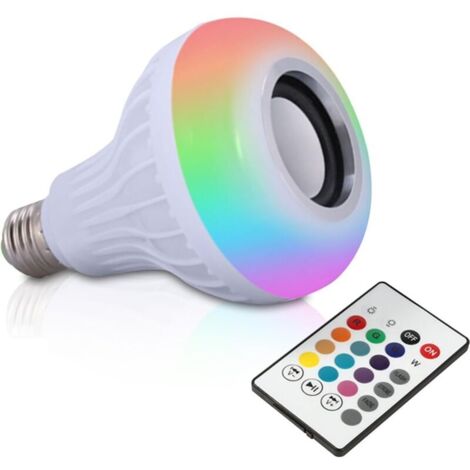 RGB-Bluetooth-Lampe mit Lautsprecher, E27 12W, Farblicht, kabellose Lampe, Musikwiedergabe mit Fernbedienung