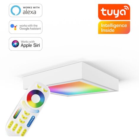 RGB+CCT LED Panel 30x30cm inkl. MiBoxer Smarthomesteuerung 18W 24V Rahmen weiß - Panelmontage:  Aufbaurahmen Click weiß