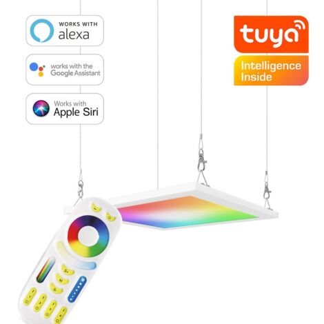 RGB+CCT LED Panel 30x30cm inkl. MiBoxer Smarthomesteuerung 18W 24V Rahmen weiß - Panelmontage:  Seilabhängung 1 Meter