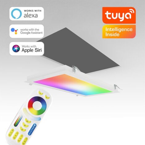 RGB+CCT LED Panel 60x30cm inkl. MiBoxer Smarthomesteuerung 24W 24V Rahmen weiß - Panelmontage:  Einbaurahmen weiß