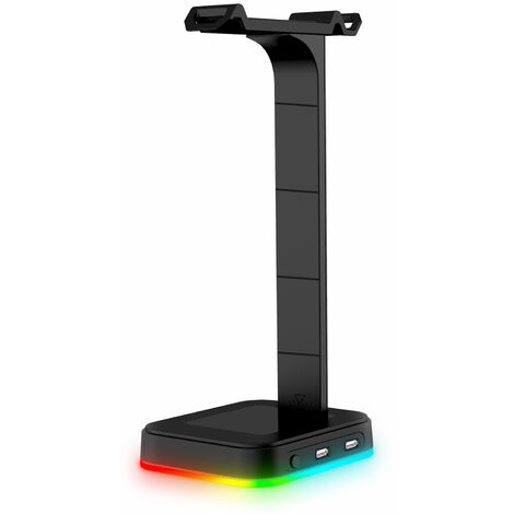 RGB Gaming Headphone Stand Headset Holder Hanger Rack With Charging Port Stable Base for All Over-Ear Headphones