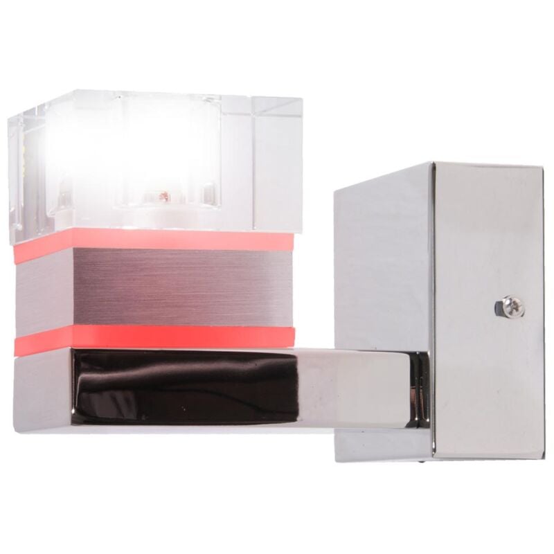 Applique murale pour cage d'escalier, spot mural pour couloir, changeur de couleur rvb, métal chromé, led blanc chaud, LxHxP 16x17x10cm