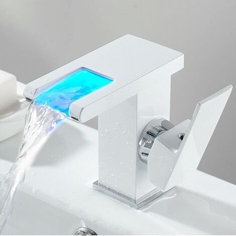RGB LED Colour Changing Tap Robinet de lavabo Robinet d'évier à cascade pour salle de bain