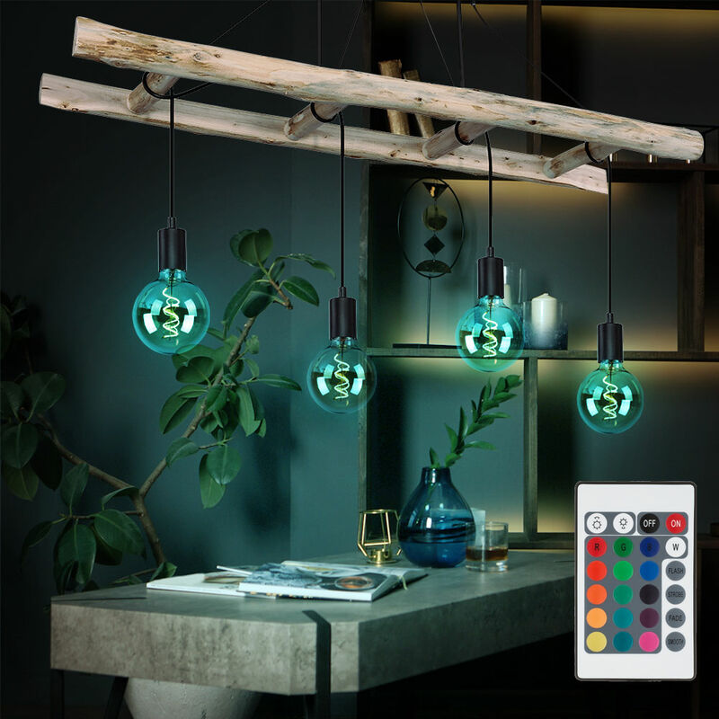 Etc-shop - LED Hängeleuchte Decken- Pendellampe RGB-Farbwechsler Fernbedienung Beleuchtung Vintage Retro Wohn- Schlaf- Ess- Zimmer