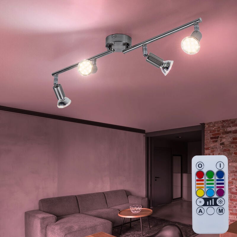 Wand Strahler Wohn Zimmer Decken Spots Fernbedienung Lampe dimmbar im Set inkl. RGB LED-Leuchtmittel