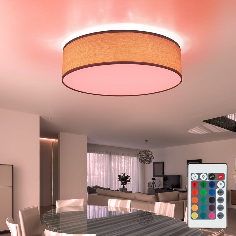 Etc-shop - Decken Lampe dimmbar Holz Optik Strahler Leuchte grau Fernbedienung im Set inkl RGB LED Leuchtmittel
