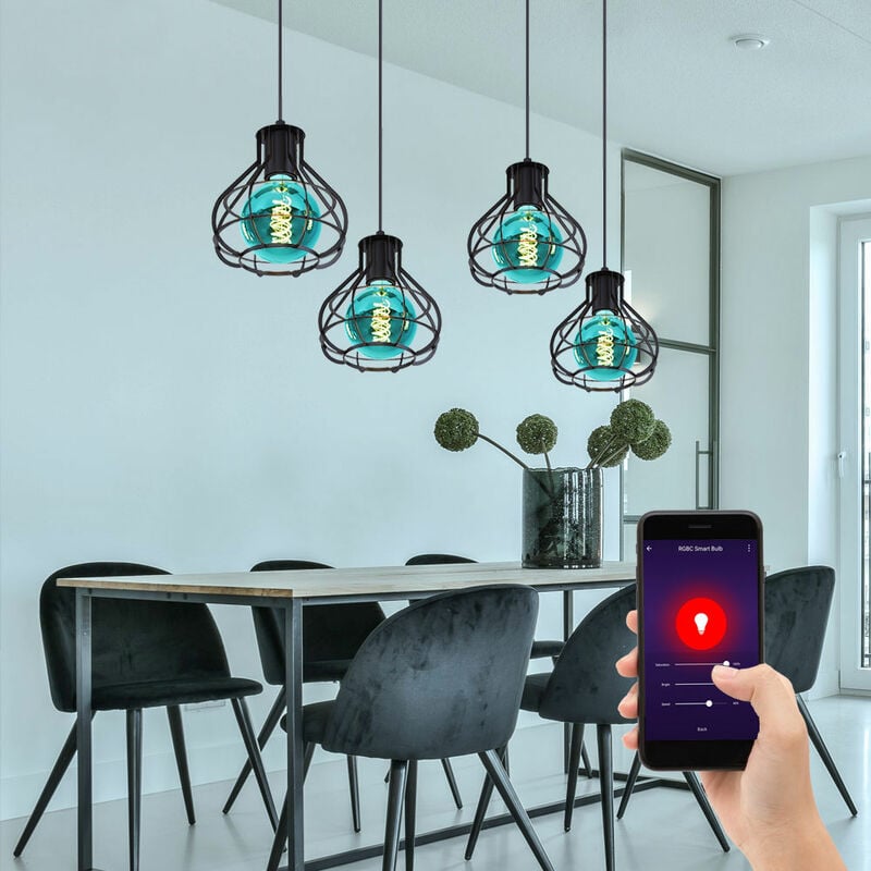 Smart LED RGB Käfig Hänge Leuchte DIMMBAR Balken Pendel Strahler Sprach App steuerbar über Handy