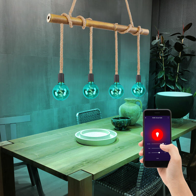 Etc-shop - Smart RGB LED Bambus Balken Hänge Lampe Decken Strahler Höhe verstellbar Sprach App Leuchte dimmbar steuerbar über Handy
