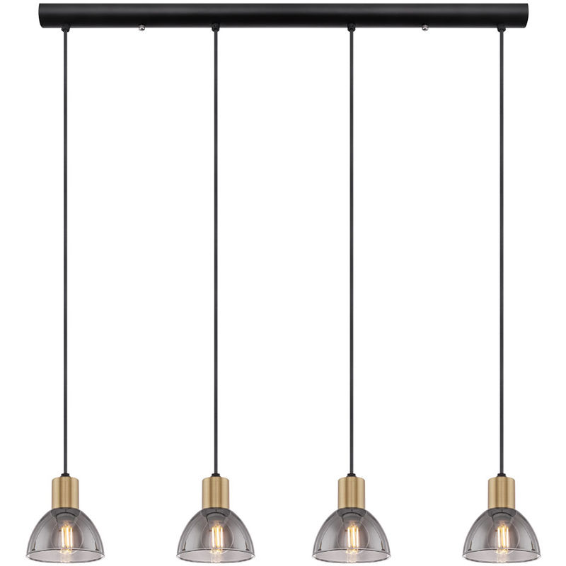 Etc-shop - Decken Leuchte Fernbedienung Hänge Lampe Pendel Strahler dimmbar schwarz Glas Rauch im Set inkl. RGB LED Leuchtmittel