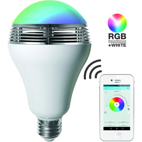 RGB-LED-Lampe mit Lautsprecher E27, 12 W, Weiß, 14 x 8 x 8 cm [Energieklasse A+]