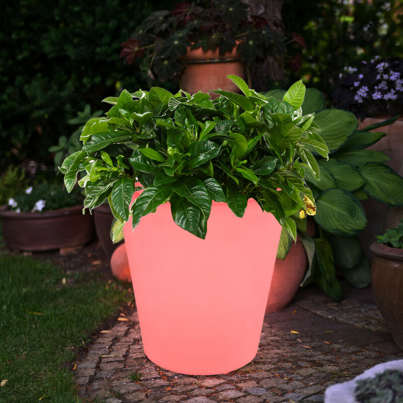 Image of Rgb led luce solare vaso di fiori design decorazione del giardino scatola di piante lampada cambiamento di colore bianco