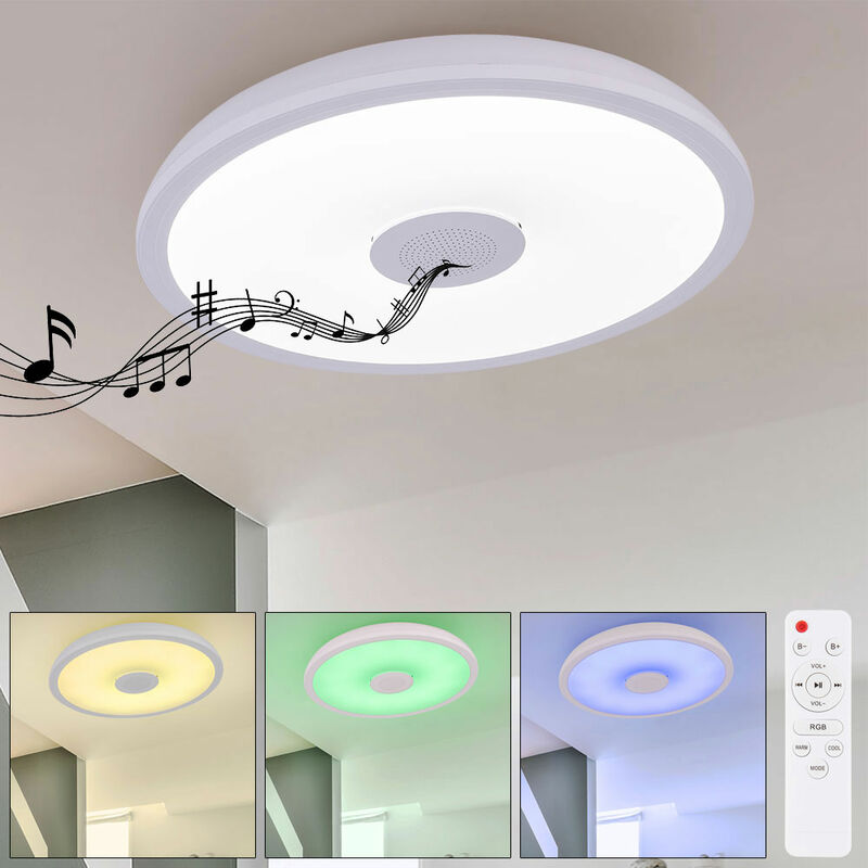 Image of Plafoniera led rgb telecomando plafoniera cucina led speaker luce bianco caldofreddo dimmerabile con cambio colore, 1x 18W 1100lm 3000-6500K, PxH