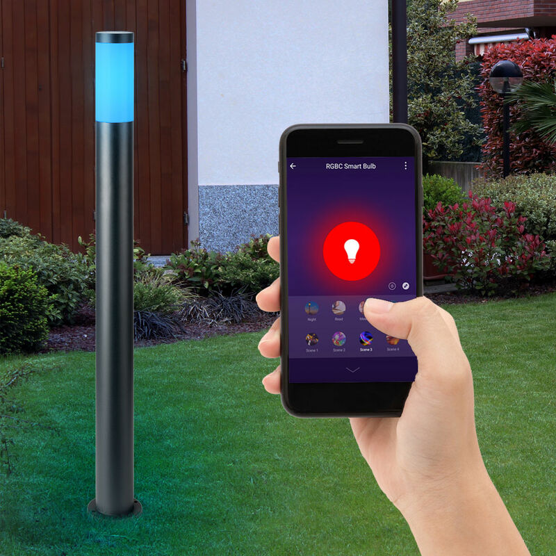 Smart RGB LED Außen Steh Lampe DIMMBAR Sprach App Garten Edelstahl Leuchte steuerbar per Handy