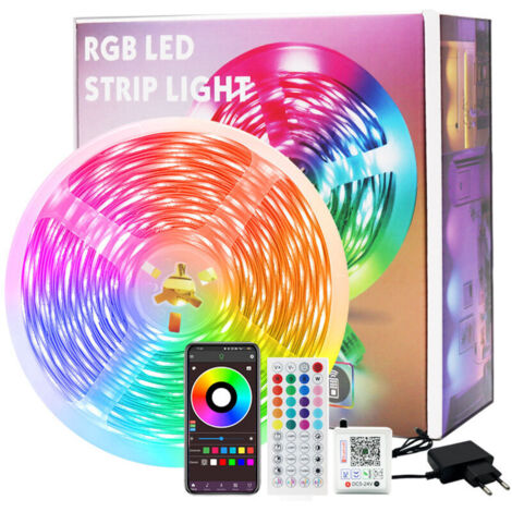 RGB LED Strip, 10m - 160 LEDs, Color Changing Light Strip, Synced to Music, with Remote Control and Control App