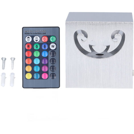 RGB-LED-Wandleuchte aus Aluminium, 3 W, offenes Design, 24-Tasten-Fernbedienung, 360°-Beleuchtung, für Schlafzimmer, Spannung 85–277 V