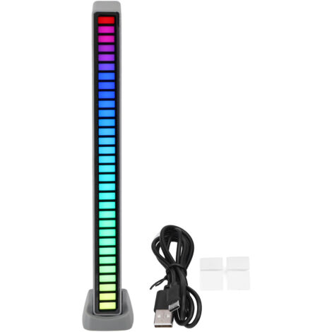 RGB-Lichtleiste mit Sprachsteuerung, USB-Musik-Stimmungslicht für Auto, Zuhause oder Studio, silberfarben