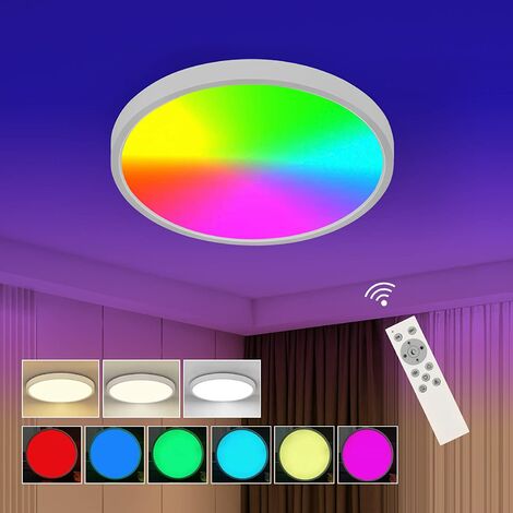 GOECO RGB Plafon Led Techo Regulable 24W con Mando a Distáncia 30CM, Panel colores 2700K-6500K, Luz para Cocina Dormitorio Salon Habitacion Infantil Baño Modern Redondo