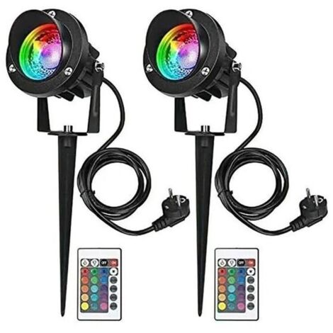 RGB Spot LED Extérieur 10W avec Piquet Éclairage Extérieur LED à Piquer Lampe Jardin étanche IP65 Lot de 2