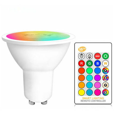 RGB+Warm White 2700K Dimmable LED Spot Light Bulb with Color Changing 12 Bands with Remote Control Suitable for Recessed Wall, Track and Ceiling Lights [Energy Class A++]