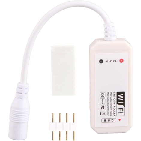 RGB-WLAN-Controller für LED-Streifen, Steuerung per Smartphone-App, 12–24 V DC