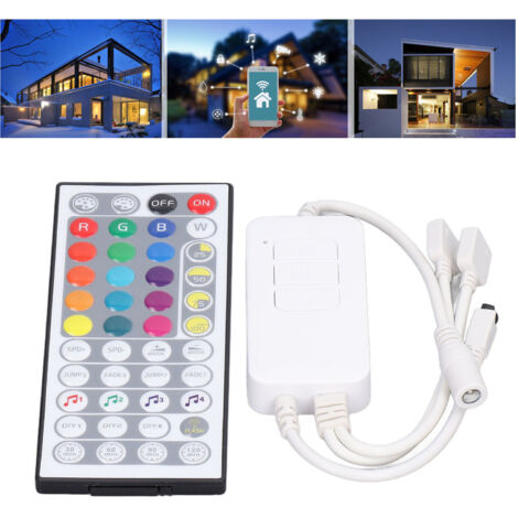 RGB-WLAN-LED-Streifen-Controller mit 44 Tasten, DC 5–24 V, kompatibel mit Google Home und DIY-Szenenmodus