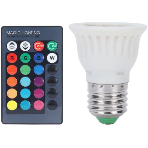 RGBW-LED-Lampe mit 16 Farben und Fernbedienung, E27, 85–265 V