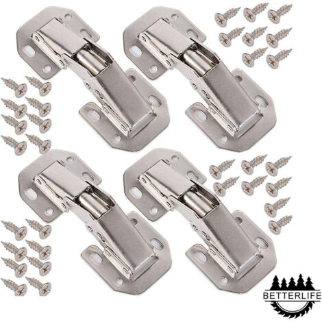 RGE 4 x charnières, armoires de cuisine pliantes en acier inoxydable, charnières de porte d'armoire réglables à 90 degrés, + 32 vis - charnières de porte grand angle