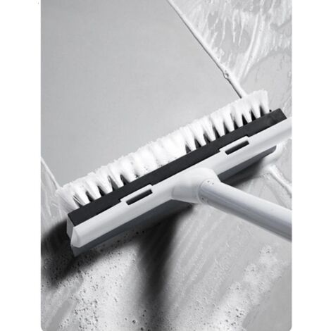 RGE BDD Brosse à récurer avec manche de 127 cm de long, raclette et brosse 2 en 1, brosse pour baignoire et carrelage pour nettoyer les salles de bains, les terrasses, les cuisines, les murs et les te