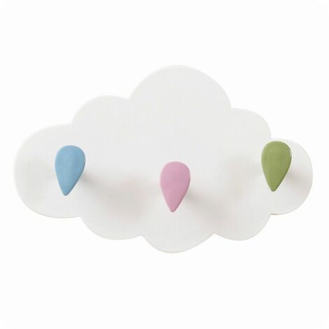 RGE BDD Porte-manteau chambre d'enfant nuage porte-manteau enfant sans trous pour installation porte-manteau mural enfant crochet mural avec 3 crochets cuisine salle de bain (une pièce)
