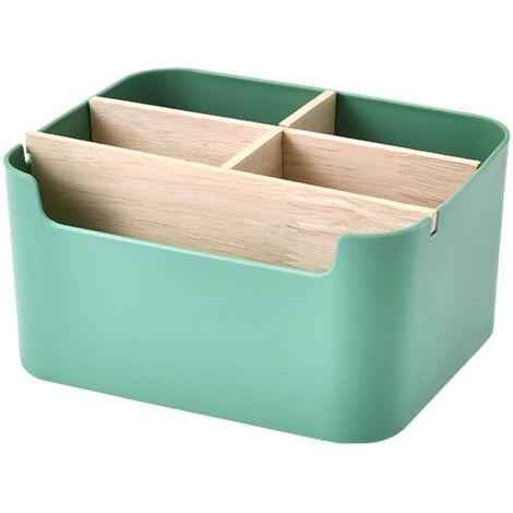 RGE Boîte de rangement de finition de bureau, une boîte de rangement de bureau avec 5 compartiments multifonctionnels en bois et en plastique pour 1 pièce (vert) pour les petites pièces du salon (vert