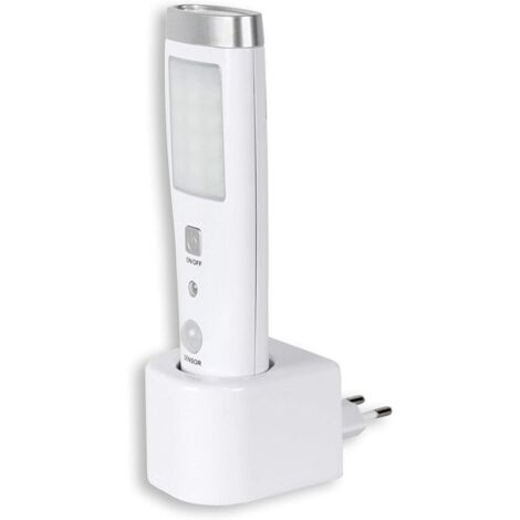 RGE Lampe de poche à induction d'urgence Lampe Torche à Détecteur de Présence Angle Détection 60° 15 LED Rechargeable Batterie  Blanc