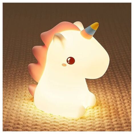 RGE Licorne créative veilleuse rechargeable chambre chevet enfants alimentation sommeil silicone gifles lumière LED enfants lueur veilleuse licorne fille cadeau Kawaii chambre silicone lampe